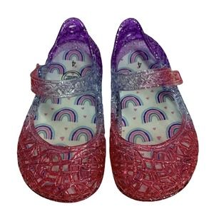 Toddler/Baby Girls WONDER NATION Pink/ Purple Glitter Jelly Shoes Sandals Size 4